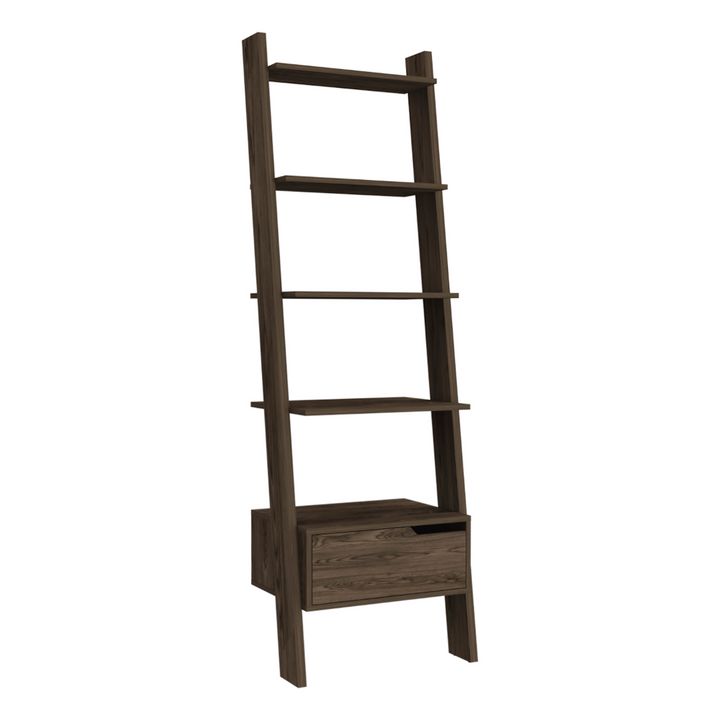 Boho Aesthetic Kobe Ladder Bookcase, One Drawer, Five Open Shelves | Biophilic Design Airbnb Decor Furniture 