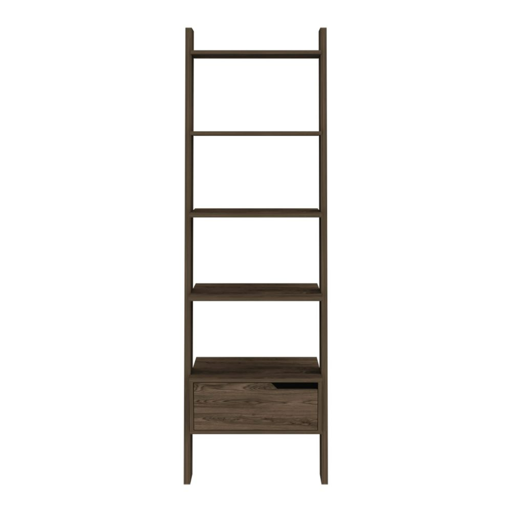 Boho Aesthetic Kobe Ladder Bookcase, One Drawer, Five Open Shelves | Biophilic Design Airbnb Decor Furniture 