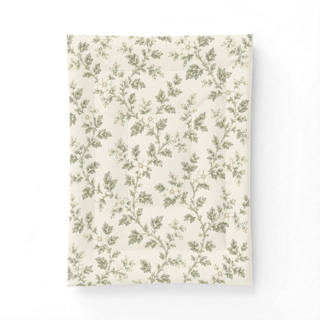 Buy farmhouse furniture Cream &amp; Sage Floral Cotton Comforter By. Artisan Blooms - Modern Cottage Farmhouse Furniture