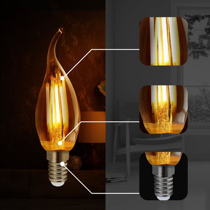 Boho Aesthetic E12 4W C35 LED Candelabra Bulbs 2200K Warm White Dimmable LED Filament Bulb~1041 | Biophilic Design Airbnb Decor Furniture 