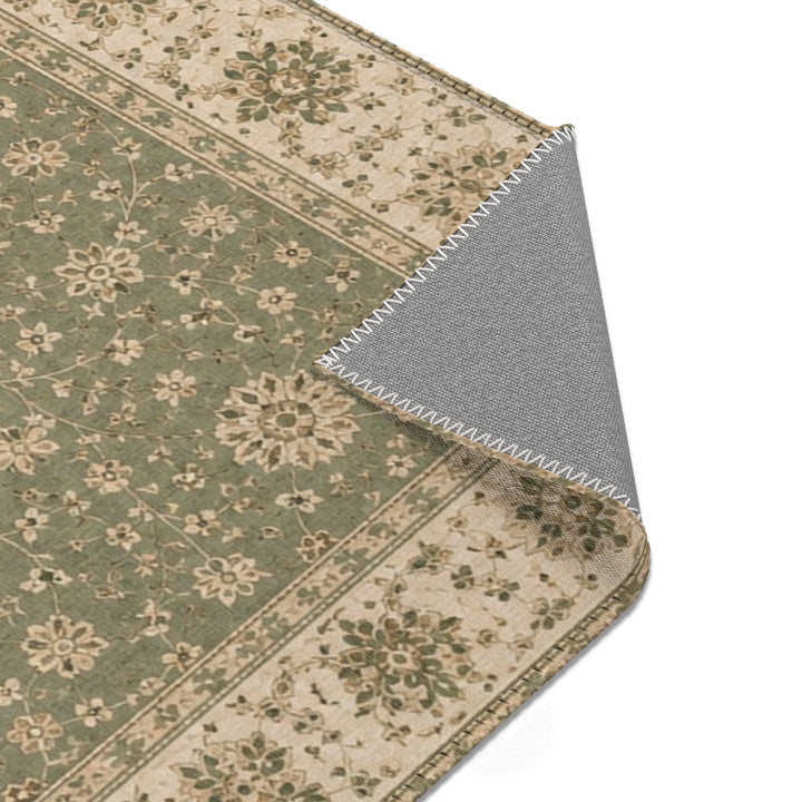 Sage Green Vintage Floral Cottage-Style Area Rug