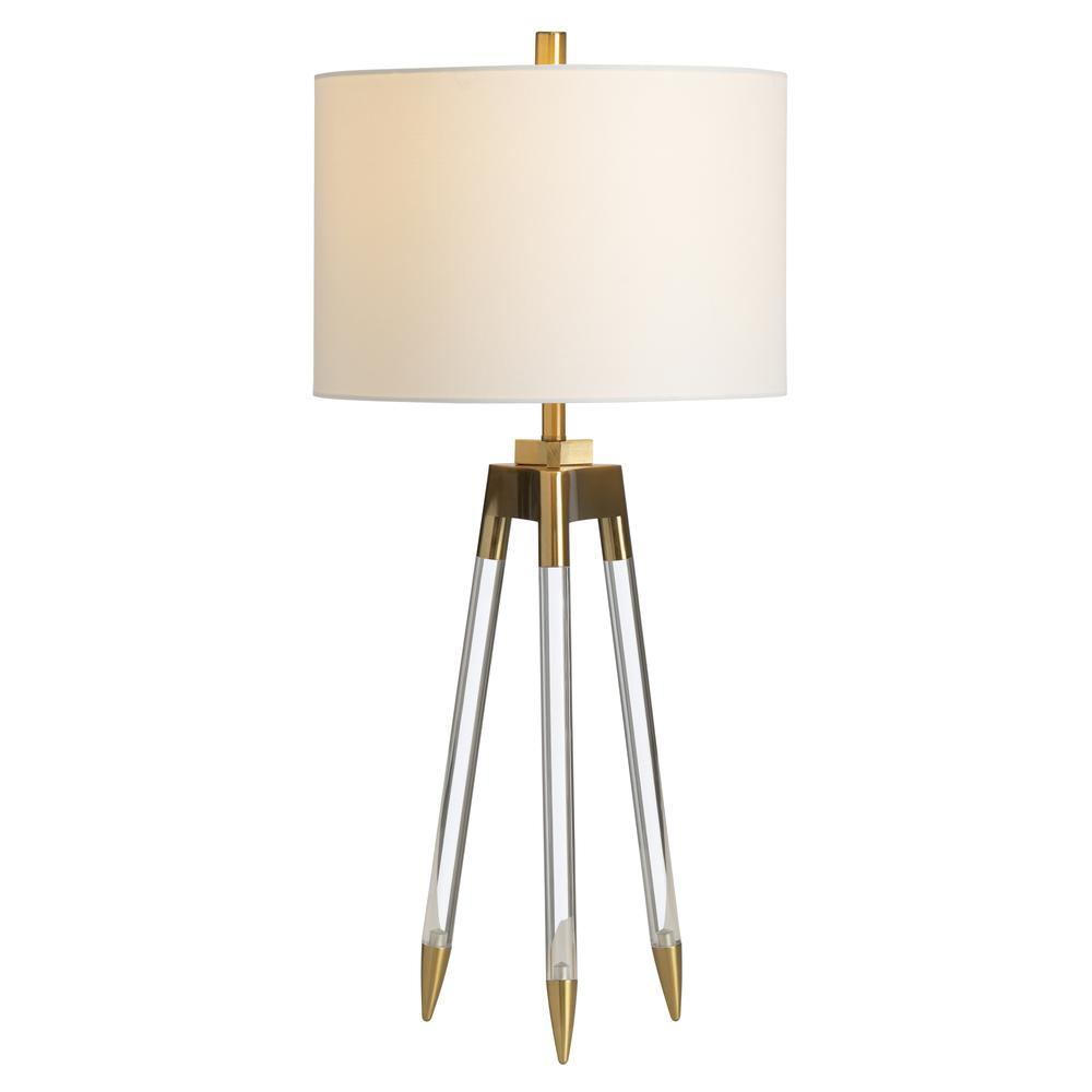 Boho Aesthetic Contemporary Modern Luxury Clear Acrylic Tripod Table Lamp | Biophilic Design Airbnb Decor Furniture 