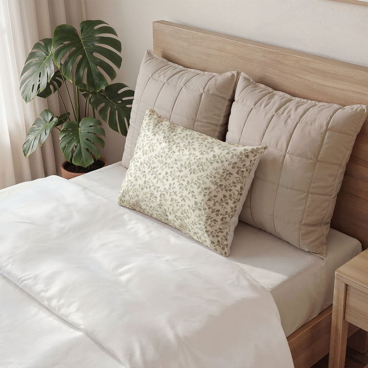 Sage Cotton Pillow Sham — Cream &amp; Sage Collection By. Artisan Blooms