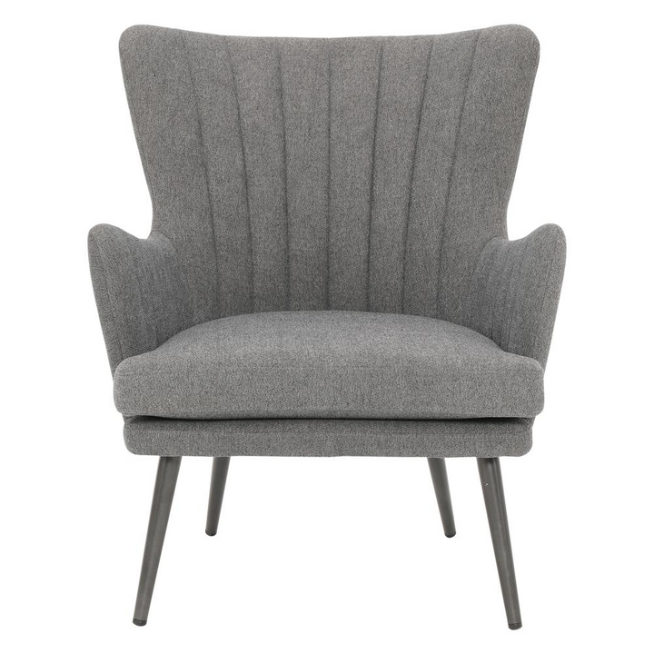 Boho Aesthetic Jenson Accent Chair with Charcoal Fabric and Grey Legs, JEN-9124 | Biophilic Design Airbnb Decor Furniture 