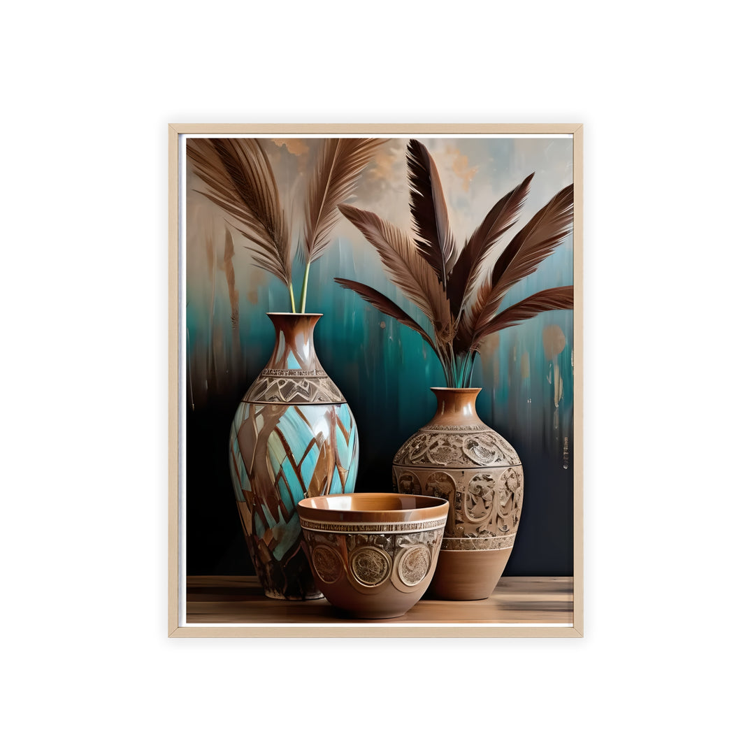 Boho Aesthetic Earthy Bowls Posters with Wooden Frame | Biophilic Design Airbnb Decor Furniture 