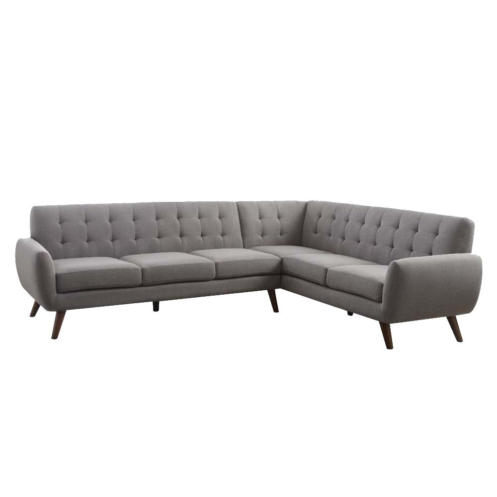 Boho Aesthetic Light Gray Linen Sectional Sofa (1Set/2Ctn) | Biophilic Design Airbnb Decor Furniture 
