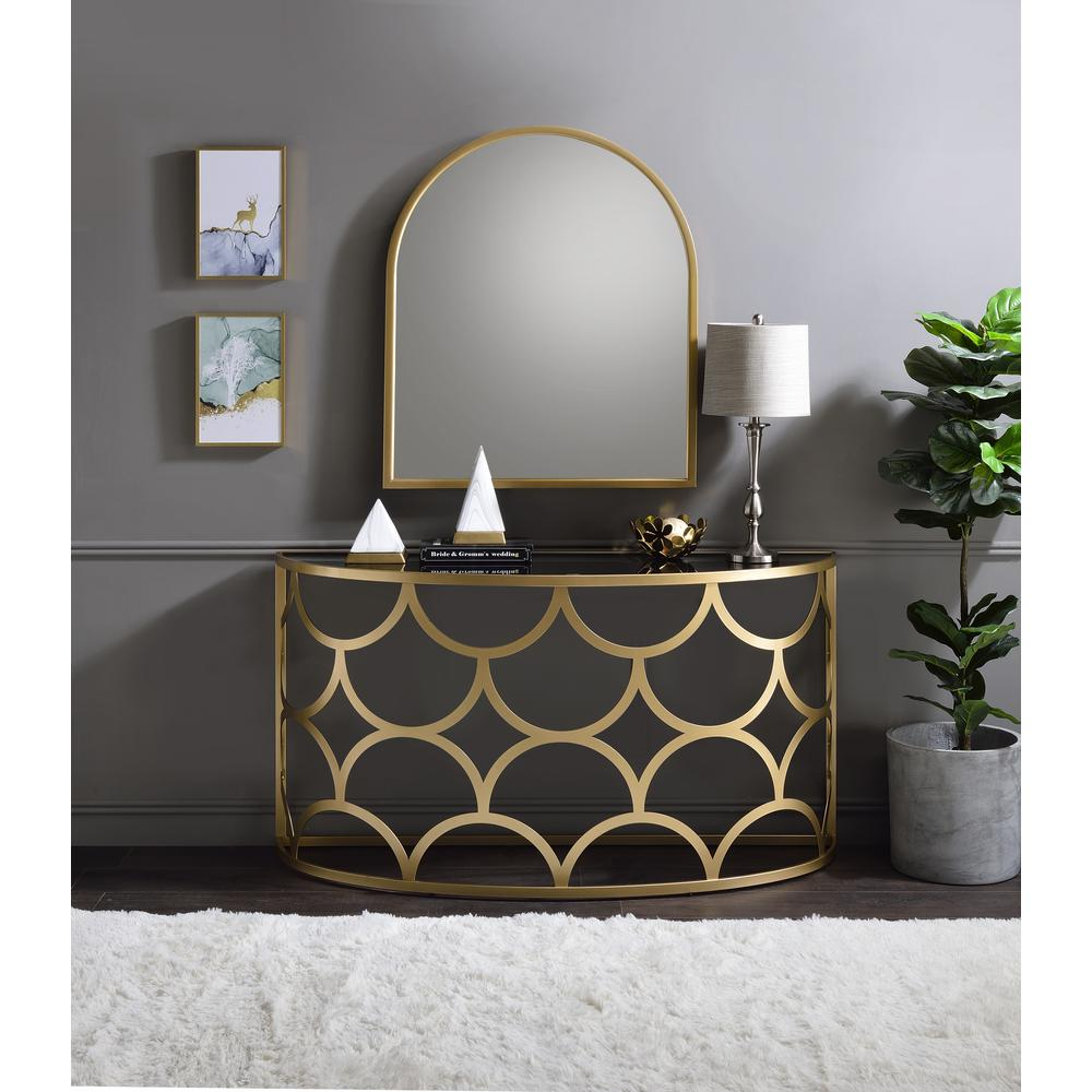 Boho Aesthetic Console Table, Gold Finish 90820 | Biophilic Design Airbnb Decor Furniture 