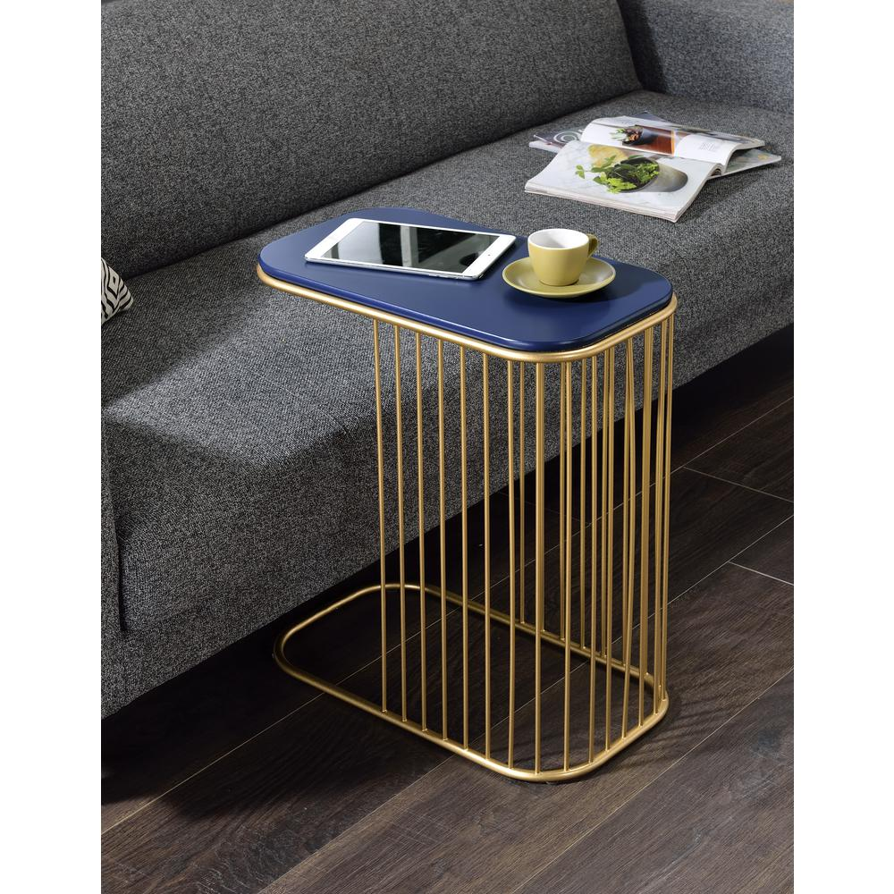 Boho Aesthetic Accent Table, Blue & Gold Finish 97844 | Biophilic Design Airbnb Decor Furniture 