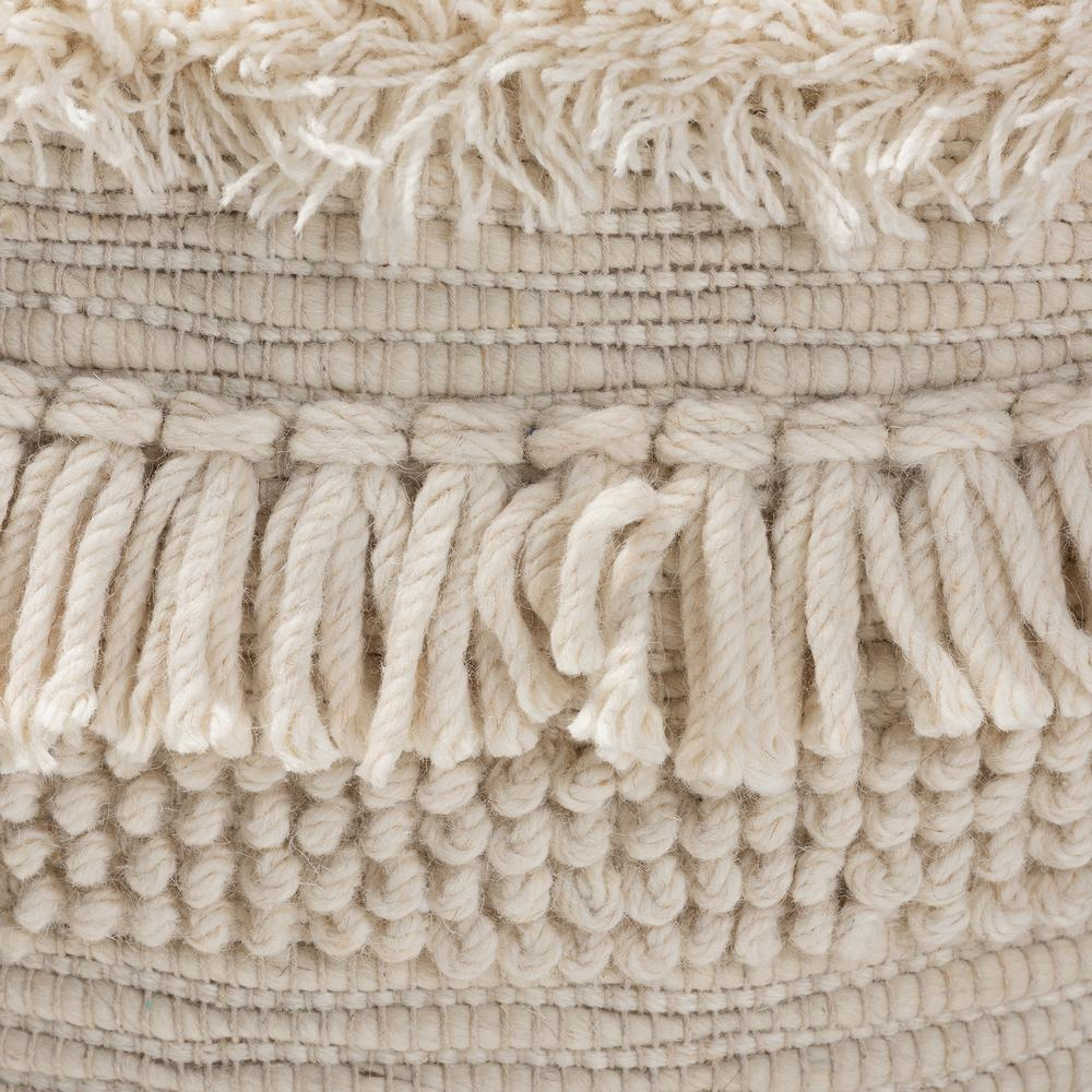 Boho Aesthetic Bartow Moroccan Inspired Beige Handwoven Cotton Pouf Ottoman | Biophilic Design Airbnb Decor Furniture 