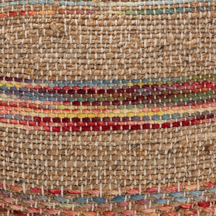 Boho Aesthetic Caiman Moroccan Inspired Multicolored Handwoven Hemp Pouf Ottoman | Biophilic Design Airbnb Decor Furniture 