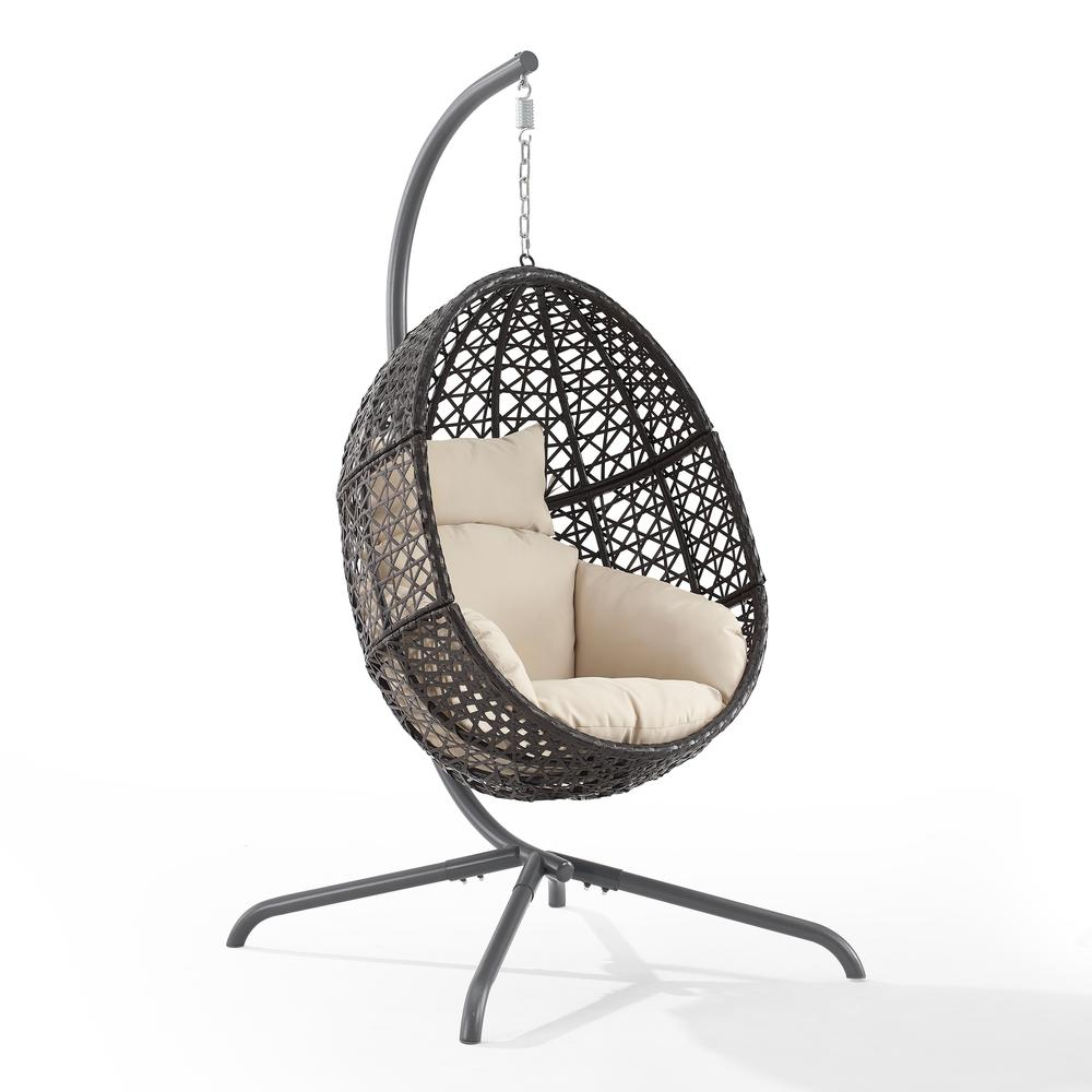 Boho Aesthetic Calliope Indoor/Outdoor Wicker Hanging Egg Chair Sand/Dark Brown - Egg Chair & Stand | Biophilic Design Airbnb Decor Furniture 