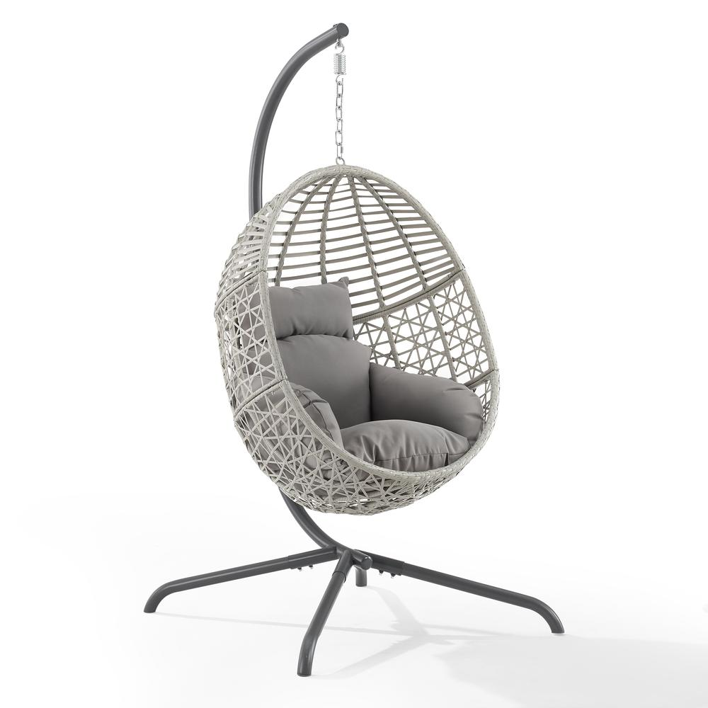 Boho Aesthetic Lorelei Indoor/Outdoor Wicker Hanging Egg Chair Gray/Light Gray - Egg Chair & Stand | Biophilic Design Airbnb Decor Furniture 