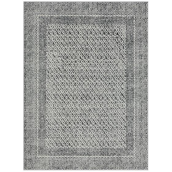 Boho Aesthetic Kenzie 100% Polyester Moroccan Bordered Global Woven Area Rug | Biophilic Design Airbnb Decor Furniture 