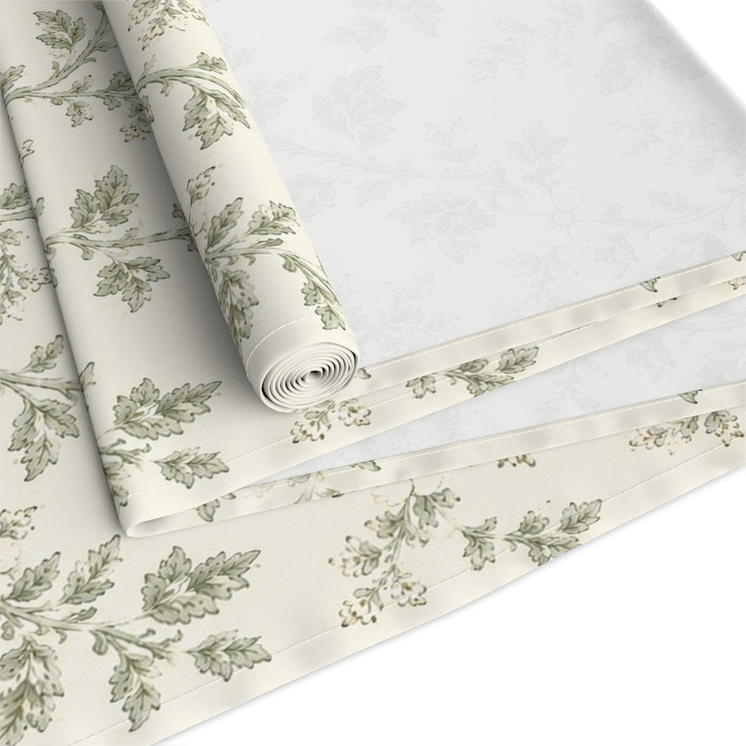 Buy farmhouse furniture Sage &amp; Cream Cotton-Poly Table Runner — Sage Green Floral Dining - Modern Cottage Farmhouse Furniture