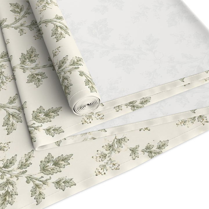 Buy farmhouse furniture Sage &amp; Cream Cotton-Poly Table Runner — Sage Green Floral Dining - Modern Cottage Farmhouse Furniture