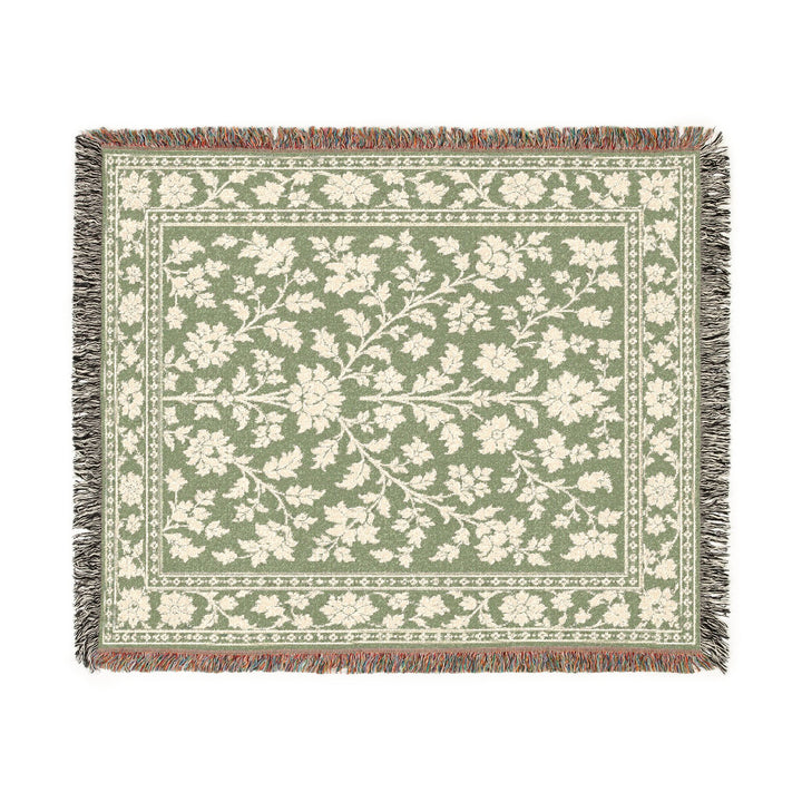 Buy farmhouse furniture Cream Lily Cove Sage &amp; Cream Woven Blanket By. Artisan Blooms - Modern Cottage Farmhouse Furniture