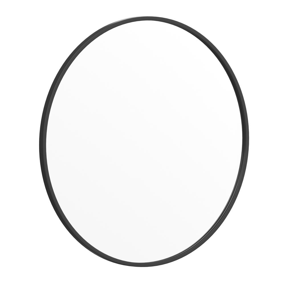 Julianne 30" Round Black Metal Framed Wall Mirror - Large Accent Mirror ...