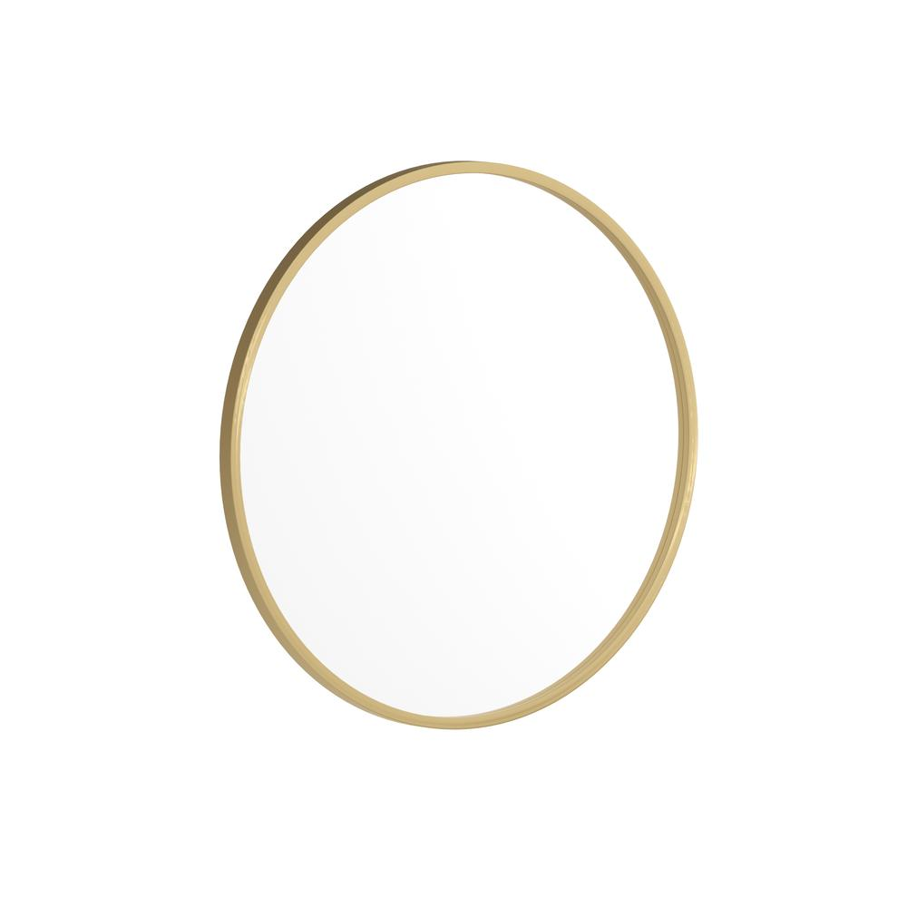 Boho Aesthetic Julianne 24" Round Gold Metal Framed Wall Mirror - Large Accent Mirror for Bathroom, Vanity, Entryway, Dining Room, & Living Room | Biophilic Design Airbnb Decor Furniture 