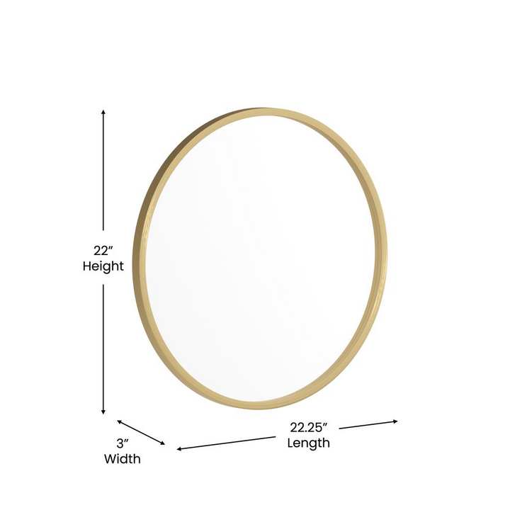 Boho Aesthetic Julianne 20" Round Gold Metal Framed Wall Mirror - Large Accent Mirror for Bathroom, Vanity, Entryway, Dining Room, & Living Room | Biophilic Design Airbnb Decor Furniture 