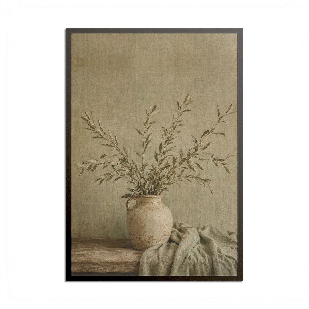 Botanical Farmhouse Vase Wall Art  — Framed Neutral Still Life Wall Art
