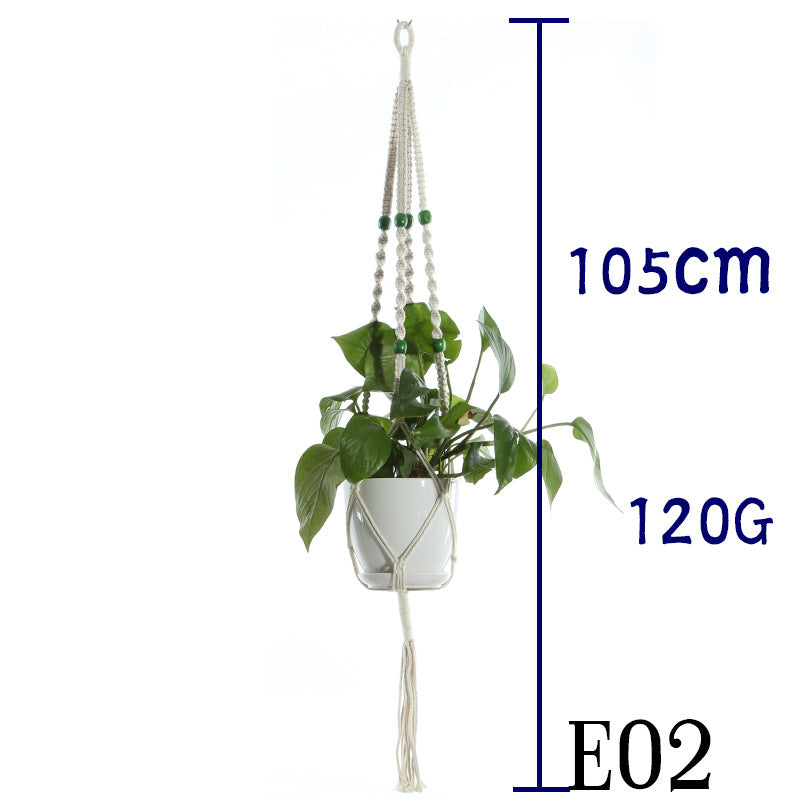 Boho Aesthetic Biophilic Flower & Plant Pot Cotton Rope Indoor Plant Hanger Hanging Basket | Biophilic Design Airbnb Decor Furniture 