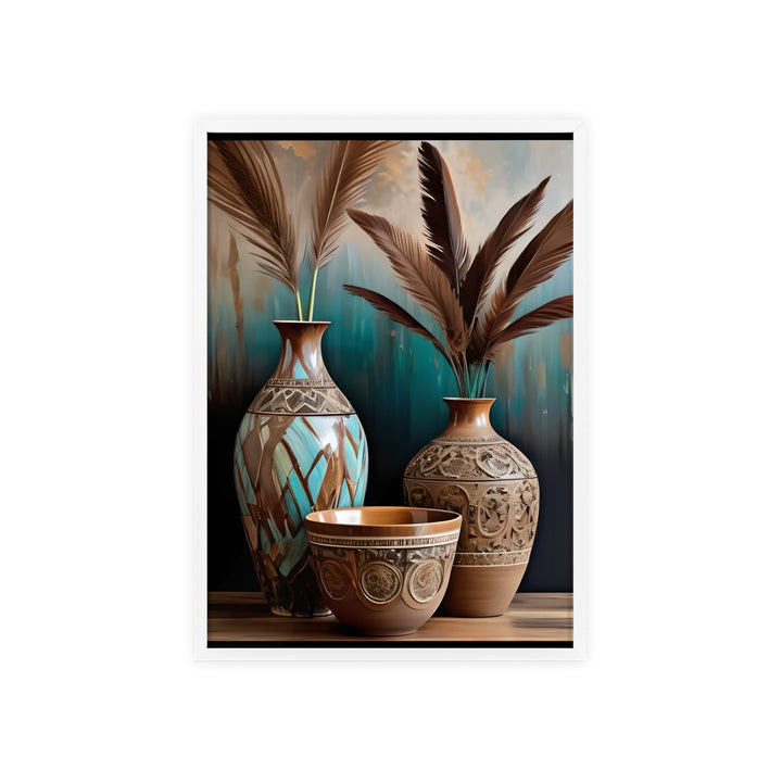 Boho Aesthetic Earthy Bowls Posters with Wooden Frame | Biophilic Design Airbnb Decor Furniture 