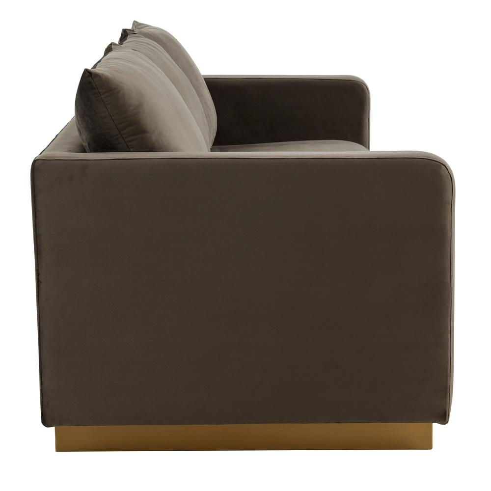 Boho Aesthetic LeisureMod Nervo Modern Mid-Century Upholstered Velvet Sofa with Gold Frame, Midnight Black | Biophilic Design Airbnb Decor Furniture 