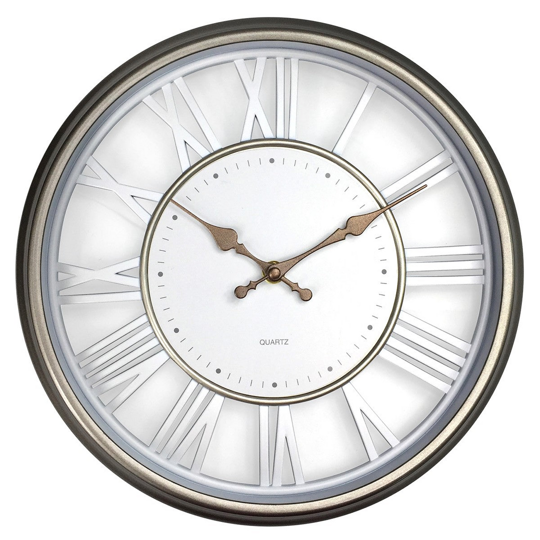 Boho Aesthetic Classic White & Silver Wall Clock | Biophilic Design Airbnb Decor Furniture 