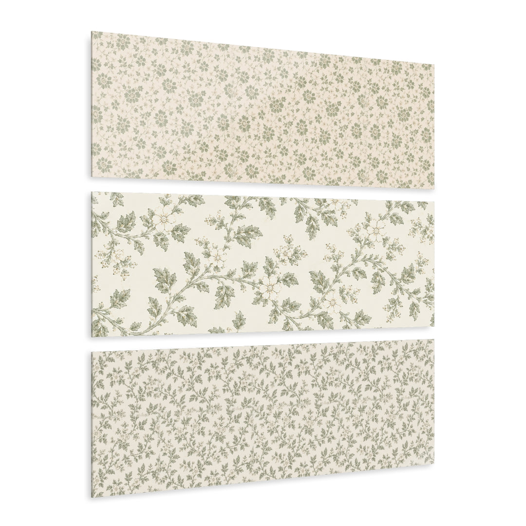 (3pc) Sage &amp; Cream Luxury Acrylic Print By. Artisan Blooms