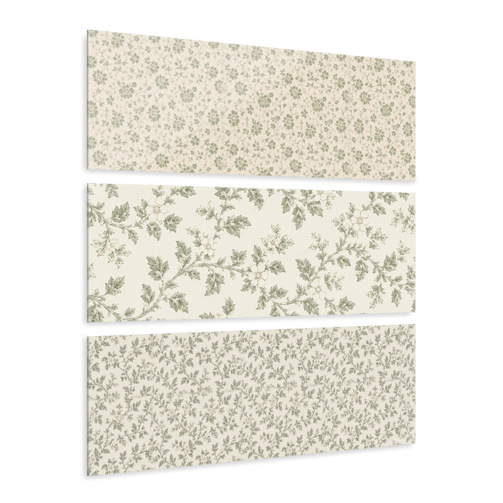 (3pc) Sage &amp; Cream Luxury Acrylic Print By. Artisan Blooms