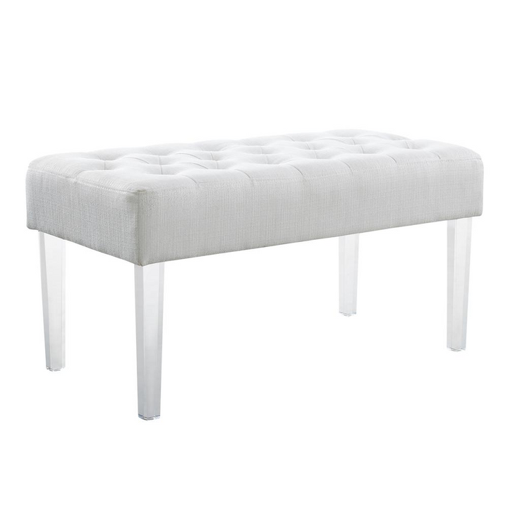 Boho Aesthetic Ella Glitz Acrylic Leg Bench | Biophilic Design Airbnb Decor Furniture 