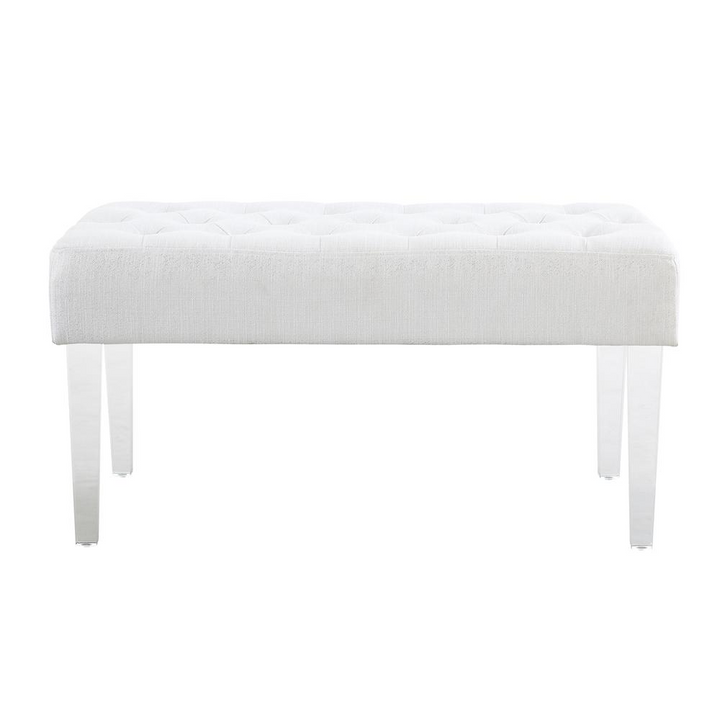 Boho Aesthetic Ella Glitz Acrylic Leg Bench | Biophilic Design Airbnb Decor Furniture 