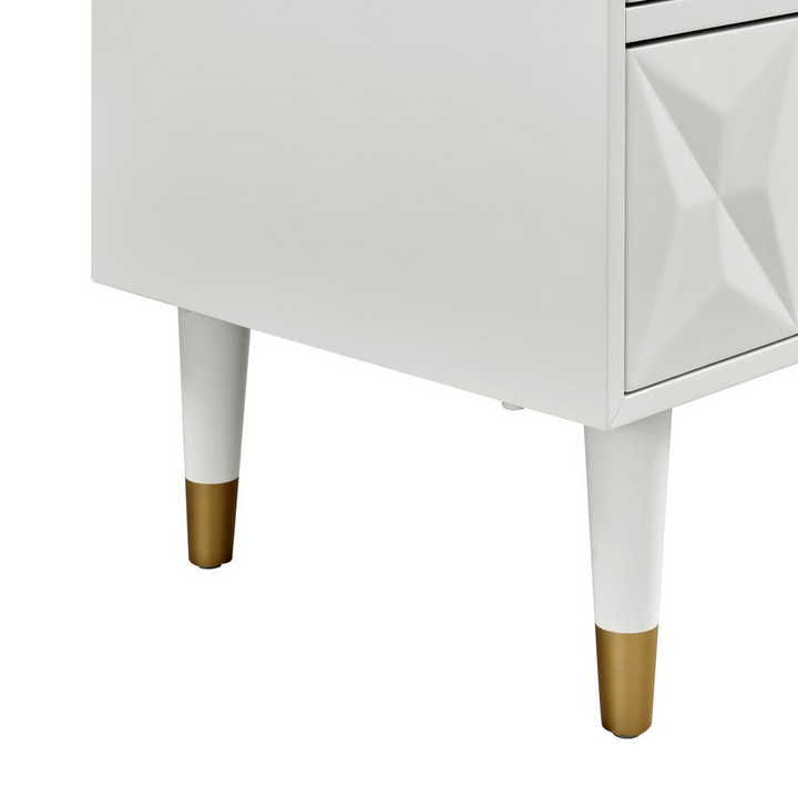 Boho Aesthetic Five Drawer Geo Dresser Chest, White | Biophilic Design Airbnb Decor Furniture 