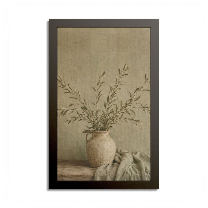 Botanical Farmhouse Vase Wall Art  — Framed Neutral Still Life Wall Art
