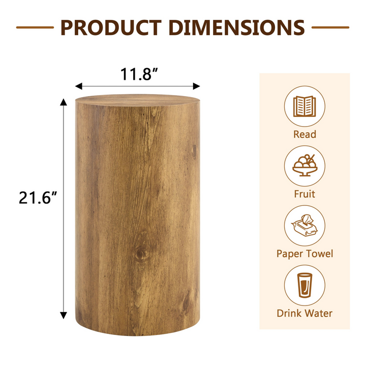 Buy farmhouse furniture Modern Mediterranean Italian Set of Two Wood color Cylinder Side Tables. - Modern Cottage Farmhouse Furniture