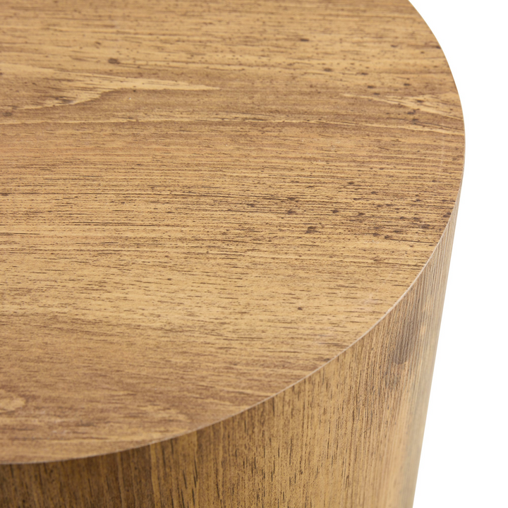 Buy farmhouse furniture Modern Mediterranean Italian Set of Two Wood color Cylinder Side Tables. - Modern Cottage Farmhouse Furniture