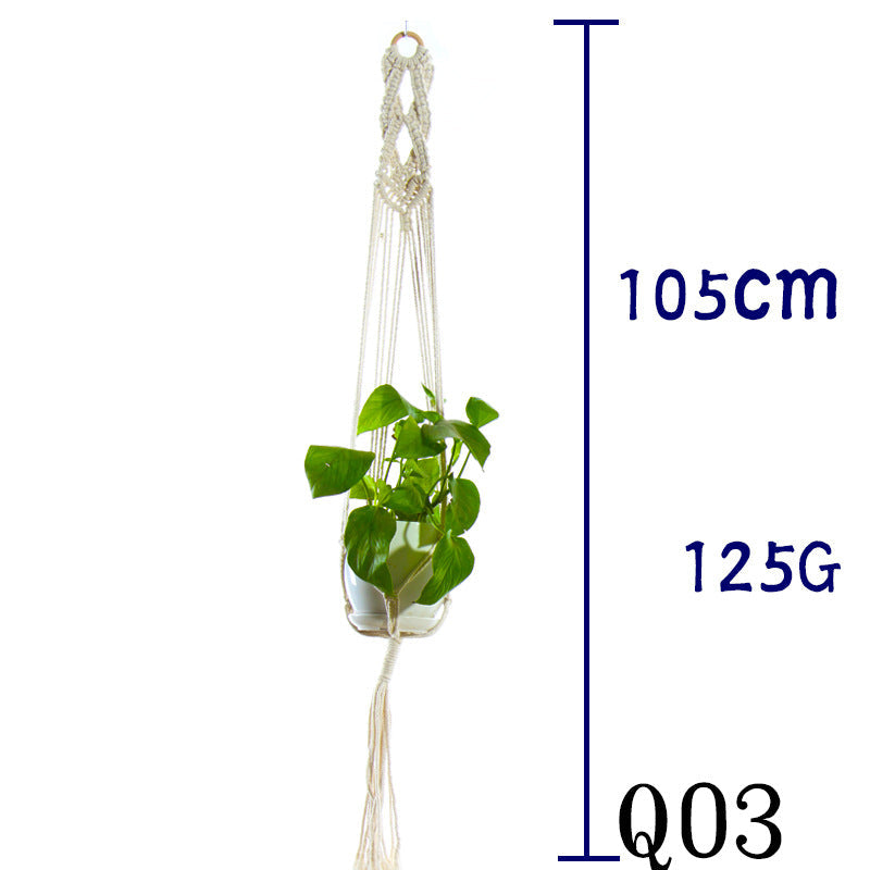 Boho Aesthetic Biophilic Flower & Plant Pot Cotton Rope Indoor Plant Hanger Hanging Basket | Biophilic Design Airbnb Decor Furniture 