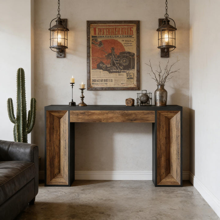 Buy farmhouse furniture Dual-Tone Black Brown Modern Cottage Farmhouse Foyer Entryway Table - Modern Cottage Farmhouse Furniture