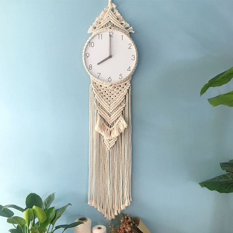 Boho Aesthetic Boho Tapestry Wall Clock | Biophilic Design Airbnb Decor Furniture 