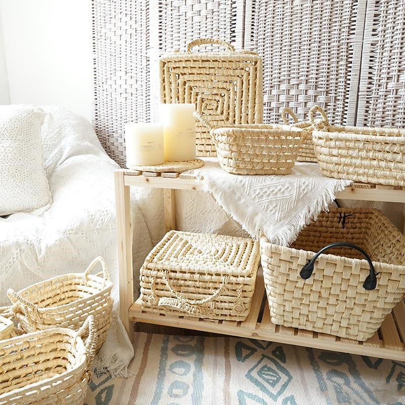 Taupe | Hand Woven Mediterranean Coast Luxury Vintage Italian Basket - Mediterranean Italian Contemporary Home Decor Furniture
