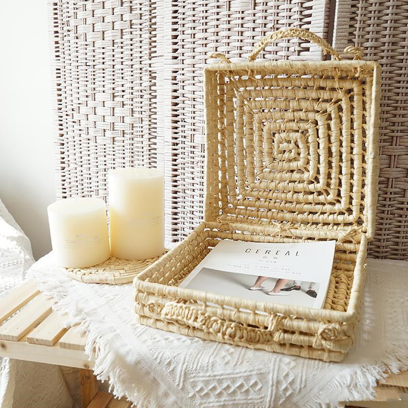 Taupe | Hand Woven Mediterranean Coast Luxury Vintage Italian Basket - Mediterranean Italian Contemporary Home Decor Furniture