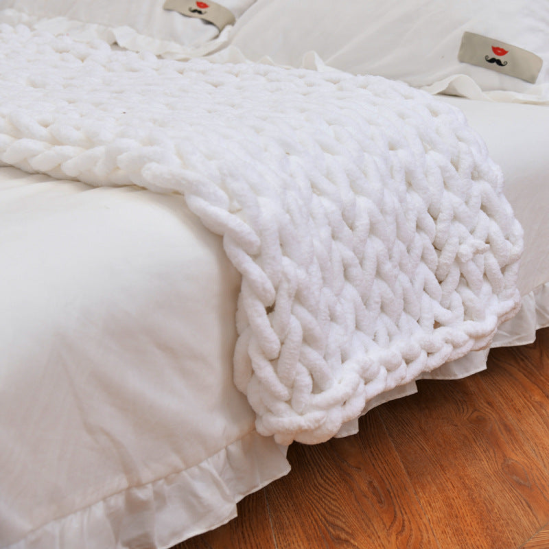 Handmade Off White Tuscan Mediterranean Coarse Knitted Throw Blanket
