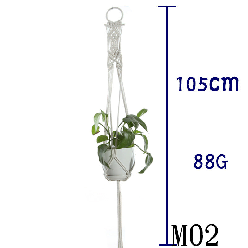 Boho Aesthetic Biophilic Flower & Plant Pot Cotton Rope Indoor Plant Hanger Hanging Basket | Biophilic Design Airbnb Decor Furniture 