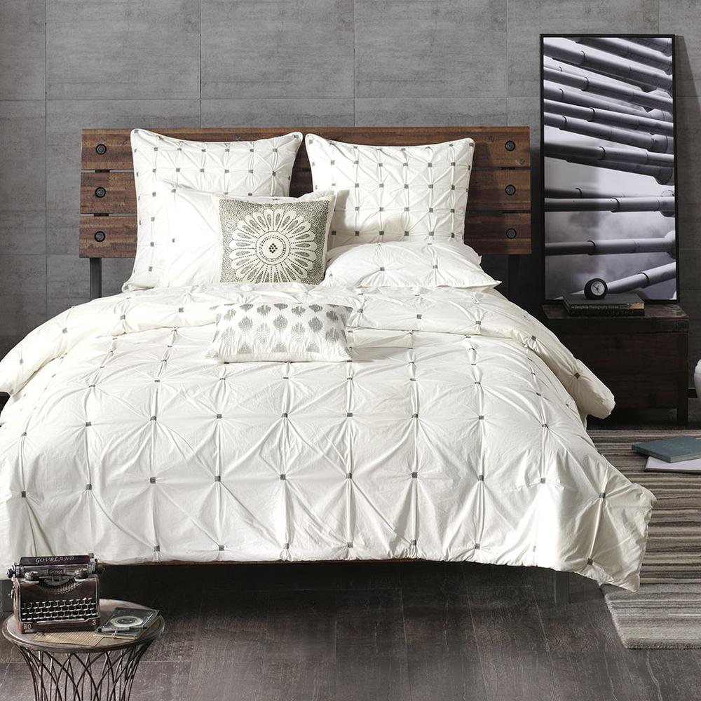 Boho Aesthetic 100% Cotton Percale Comforter Set W/ Embroidery | Biophilic Design Airbnb Decor Furniture 