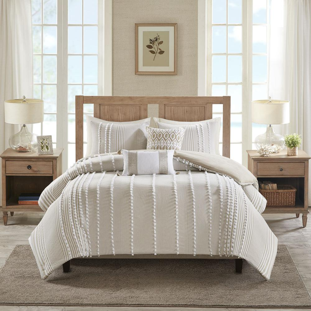 Boho Aesthetic 100% Cotton Yarn Dyed Tufted Comforter Mini Set | Biophilic Design Airbnb Decor Furniture 
