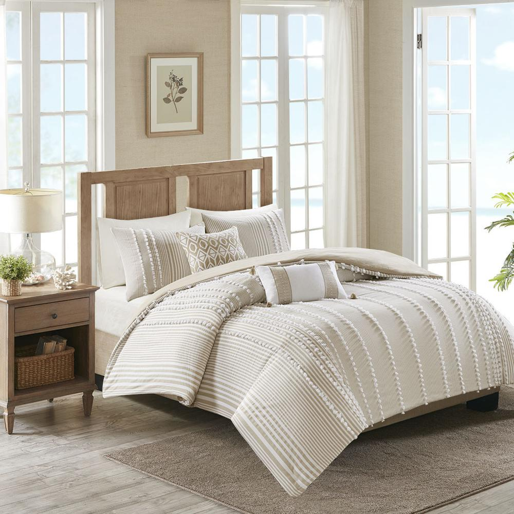 Boho Aesthetic 100% Cotton Yarn Dyed Tufted Comforter Mini Set | Biophilic Design Airbnb Decor Furniture 