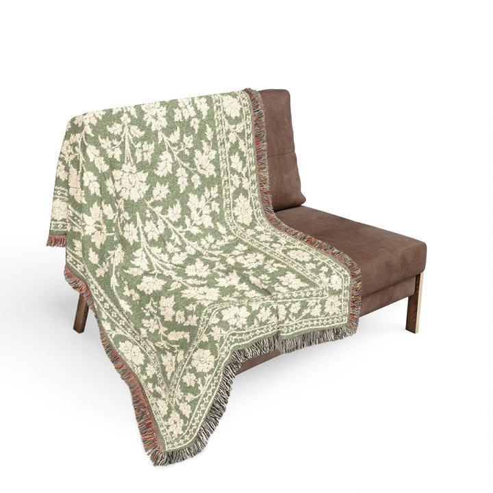 Buy farmhouse furniture Cream Lily Cove Sage &amp; Cream Woven Blanket By. Artisan Blooms - Modern Cottage Farmhouse Furniture
