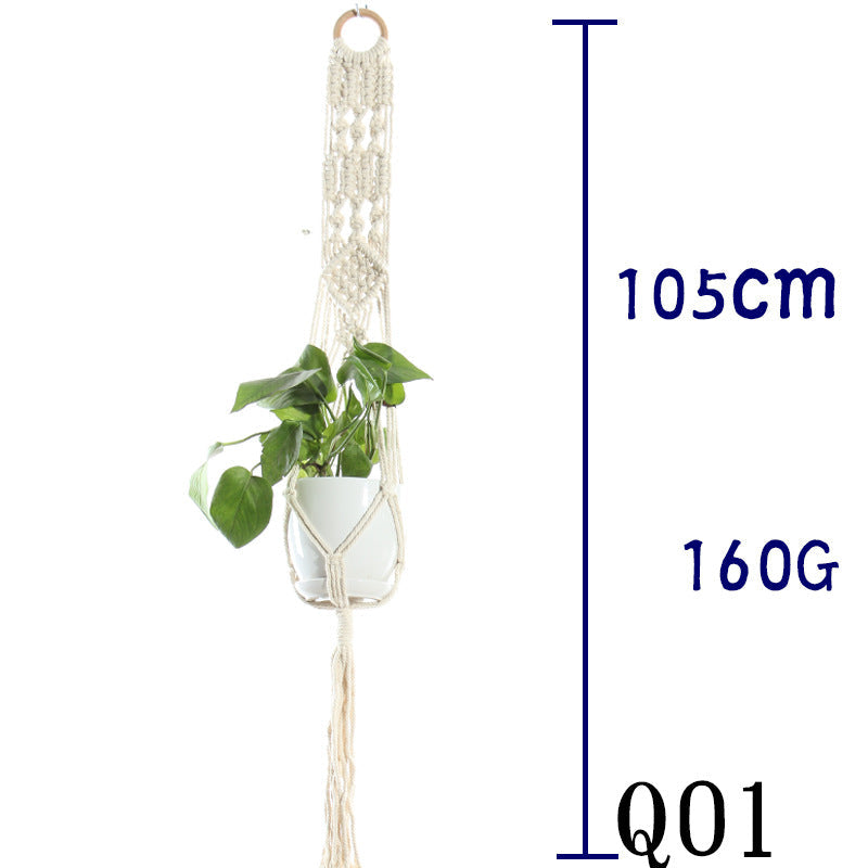 Boho Aesthetic Biophilic Flower & Plant Pot Cotton Rope Indoor Plant Hanger Hanging Basket | Biophilic Design Airbnb Decor Furniture 