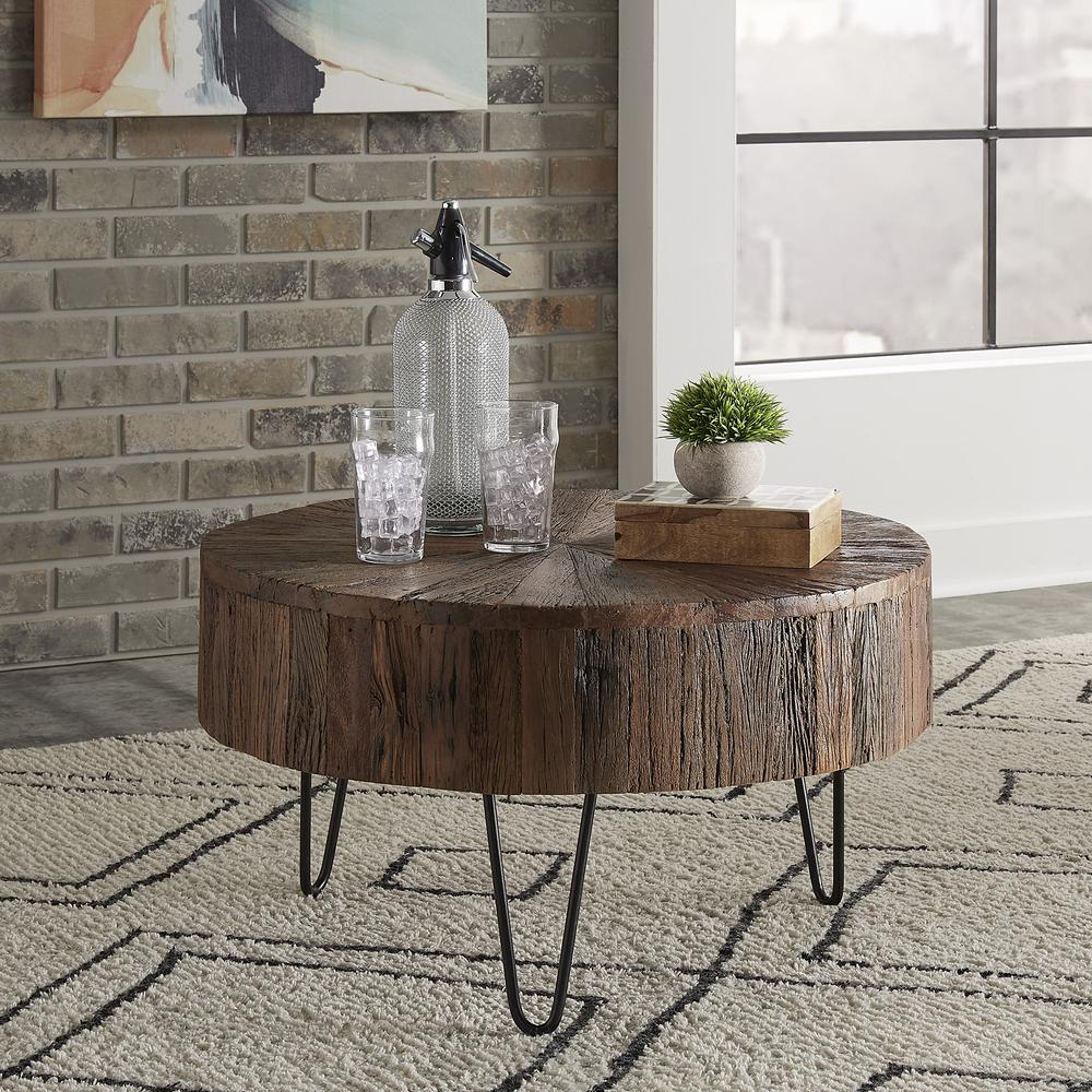 Boho Aesthetic Canyon Accent Table, W30 x D30 x H17, Brown | Biophilic Design Airbnb Decor Furniture 