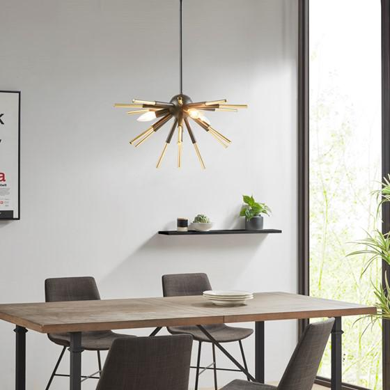 Boho Aesthetic Chandelier Matte Black /Gold 18x18x53" | Biophilic Design Airbnb Decor Furniture 